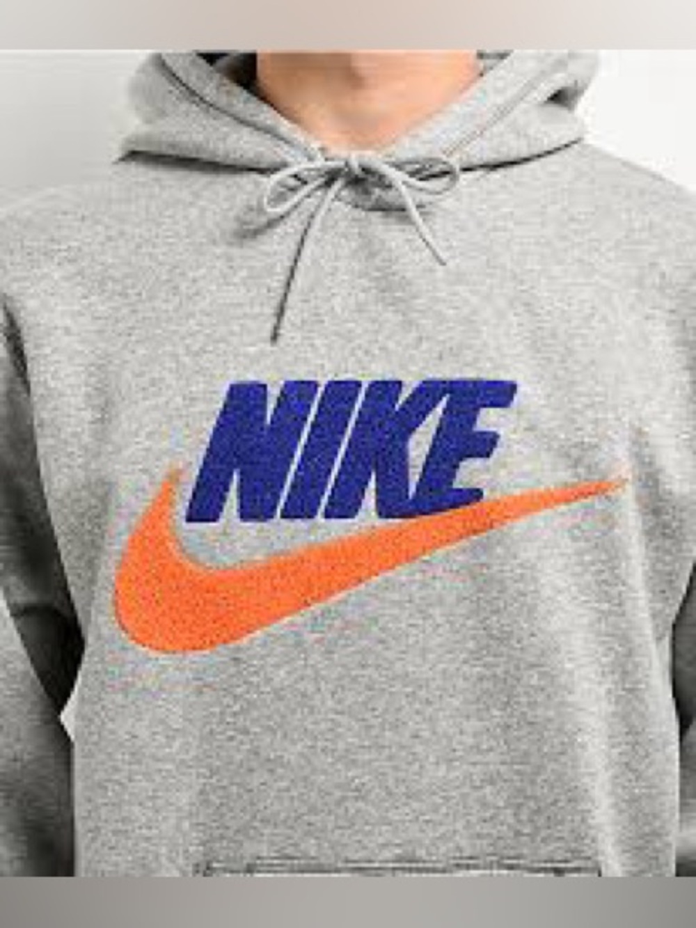 Nike Club Fleece Chenille Futura Pullover Hoodie textured purple /orange logo L